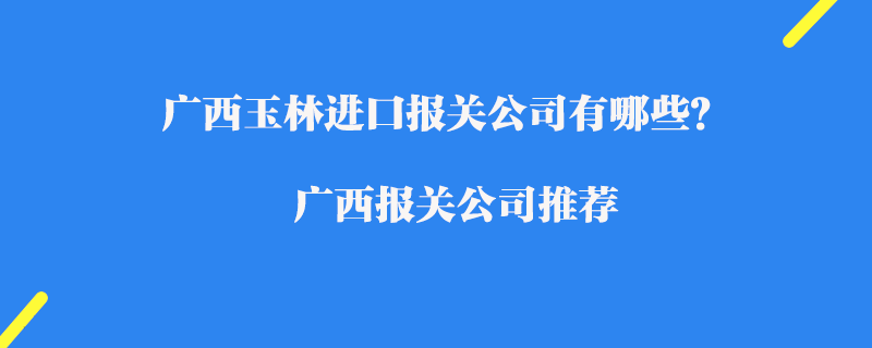 廣西玉林進口報關(guān)公司有哪些？廣西報關(guān)公司推薦