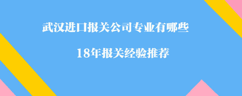 武漢進口報關公司專業有哪些?18年報關經驗推薦